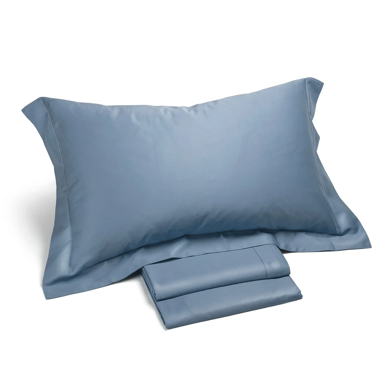 Lenzuola in raso blu Caleffi